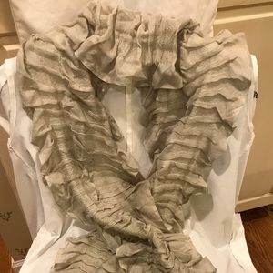 Echo grey ruffled cotton scarf